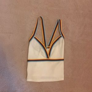 forever 21 rainbow and white crop top